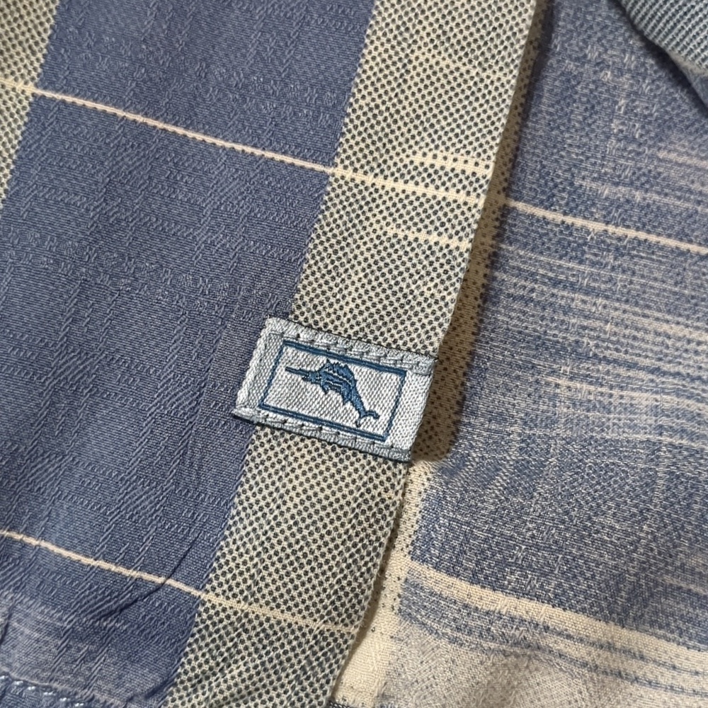 Tommy Bahama Button Up Collared Short Sleeve Blue and withe men size L - Picture 4 of 10